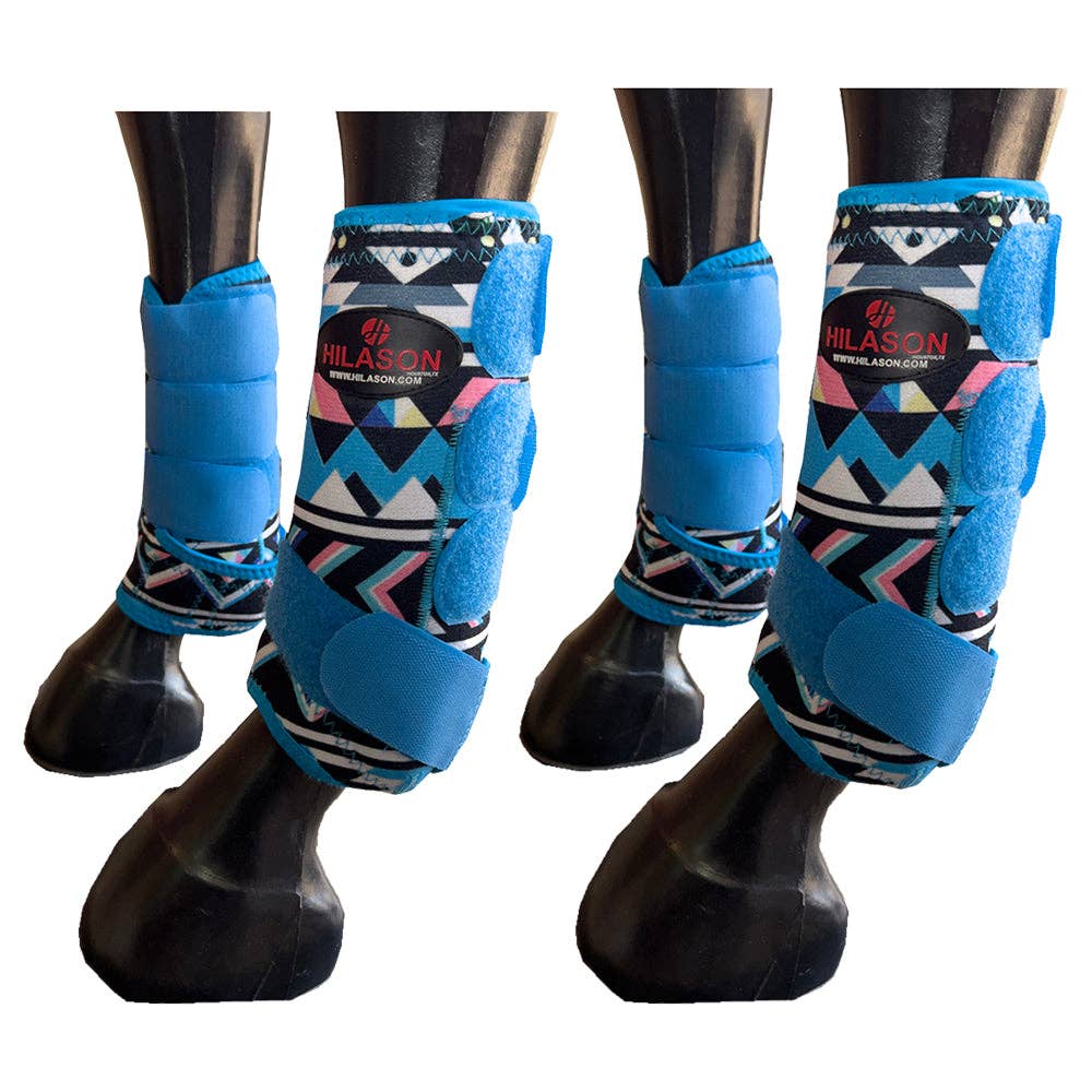 Hilason Horse Front Rear Hind Leg Sport Boots Set of 4 Blue