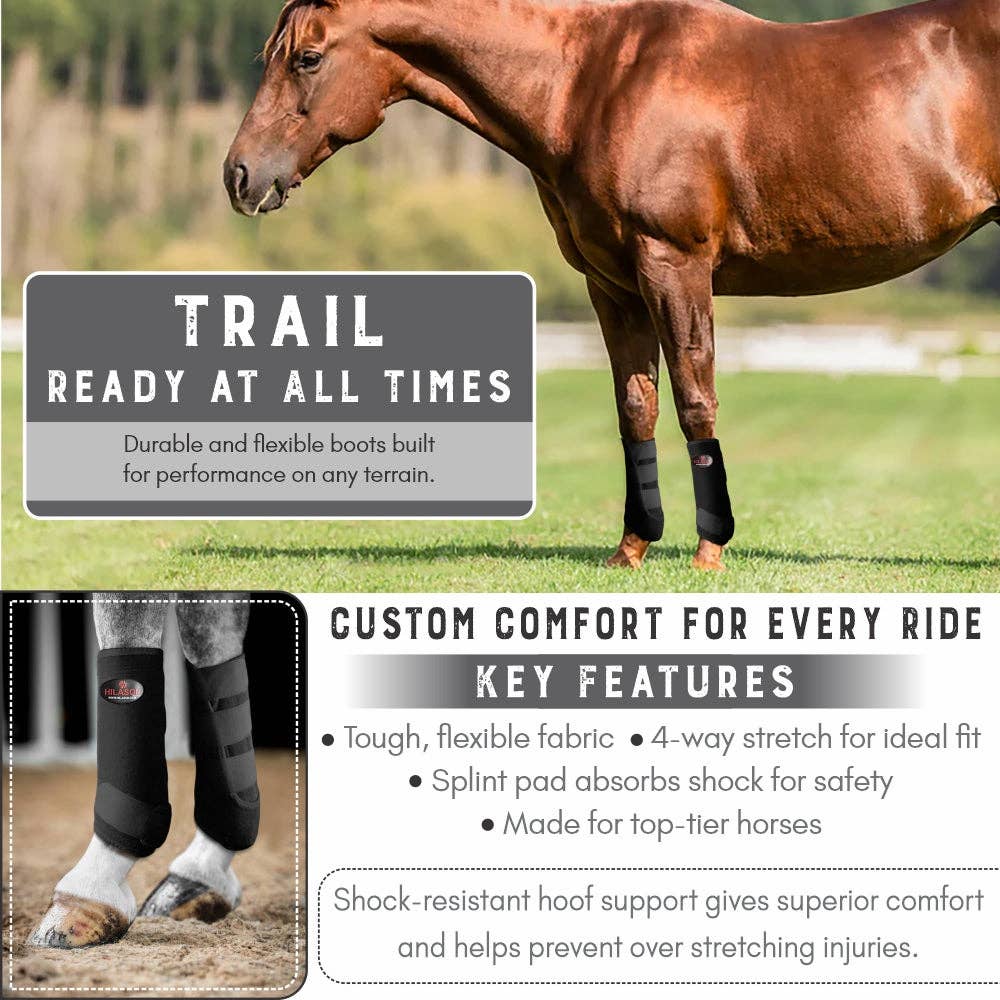L M S Hilason Horse Front Rear Hind Leg Sport Boots Set of 4 Purple