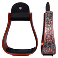 Hilason Western Aluminum Horse Riding Stirrups – Engraved Floral Design with Rubber Tread
