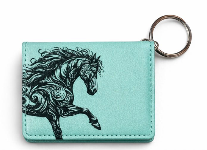 Teal Horse Keychain Wallet