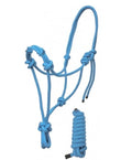 Rope halter w 12 foot lead light blue
