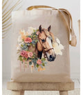 Floral horse canvas tote