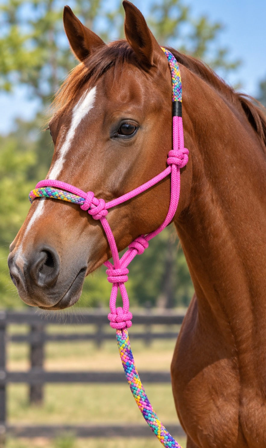 Pink Rope Halter W Lead