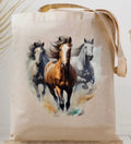Running horses canvas tote