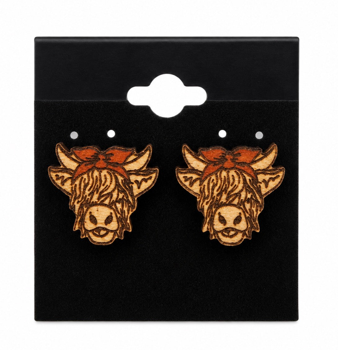 Cow Brown Stud Earrings