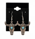 Silver Skull Earrings Blue