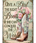 Give A Girl Boots Metal Sign