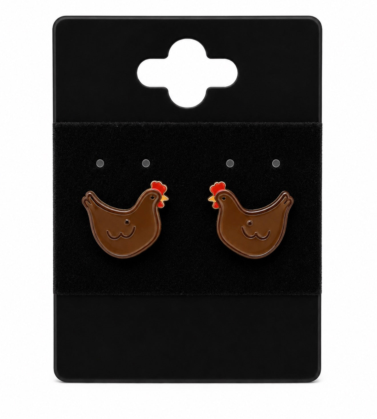 Brown Chicken Earrings