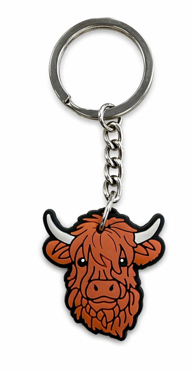 Brown Highland Cow Keychain