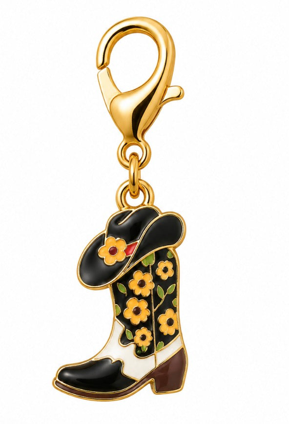 Floral Boot Clip Keychain