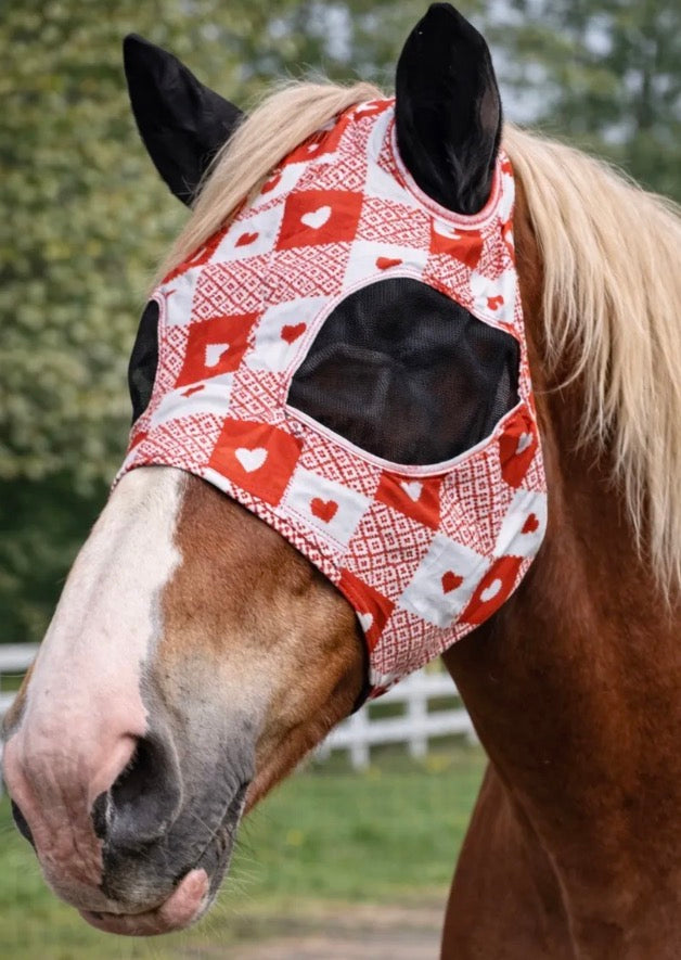 Red White Draft Fly Mask