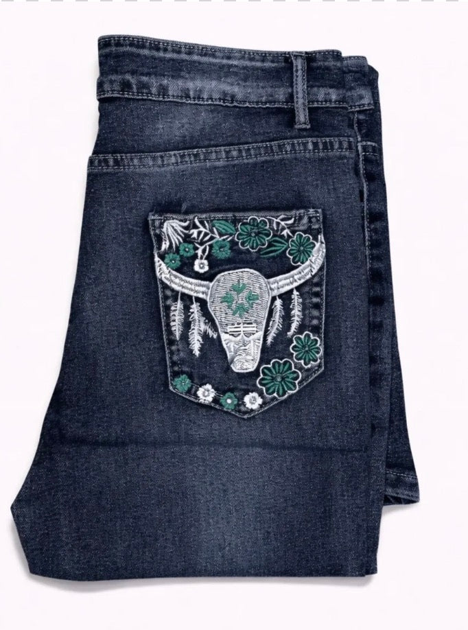 Teal Bull Bootcut Jeans