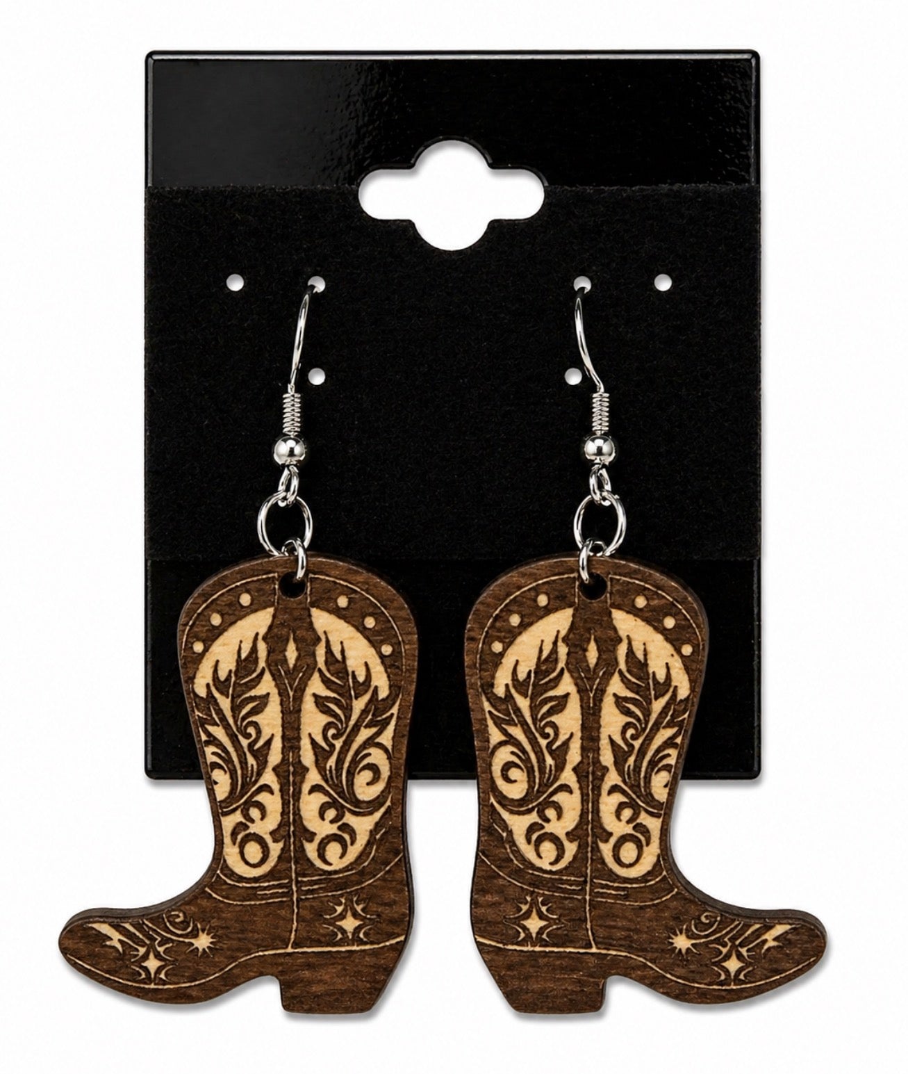 Western Tan Boot Earrings