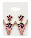 Pink Bull Star Earrings