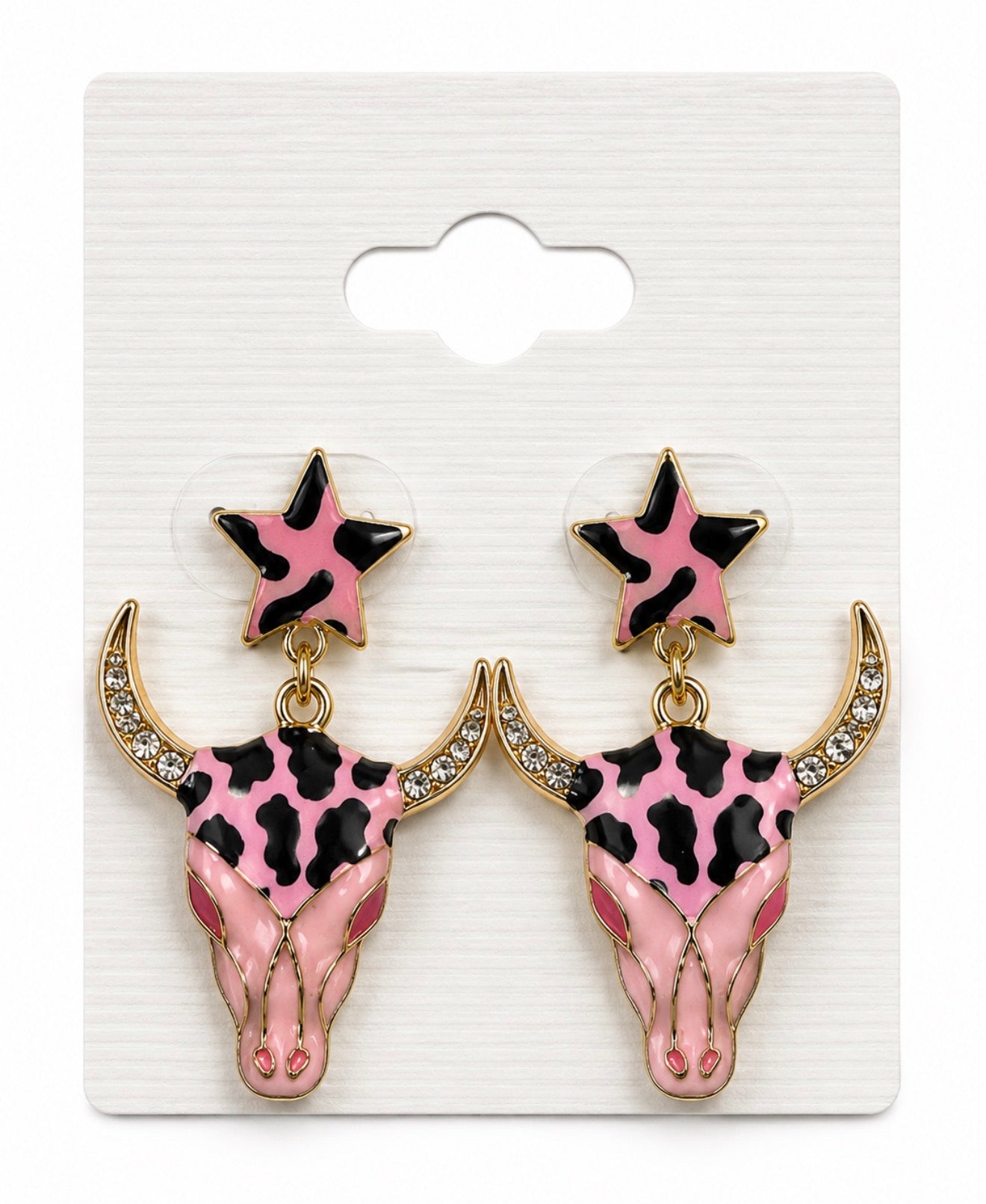 Pink Bull Star Earrings