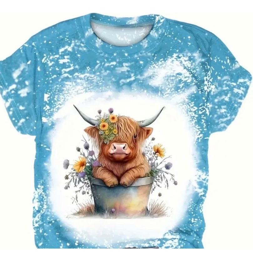 Blue Women’s Highland Cow Tee