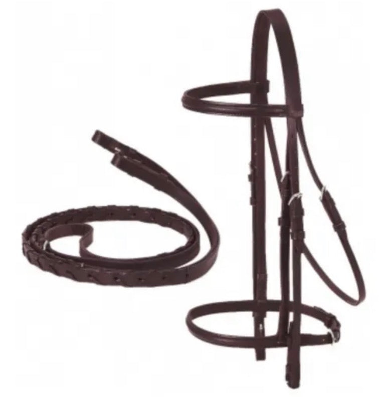 Brown English Snaffle Bridle w Reins