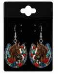 Horse Shoe Earrings Blue