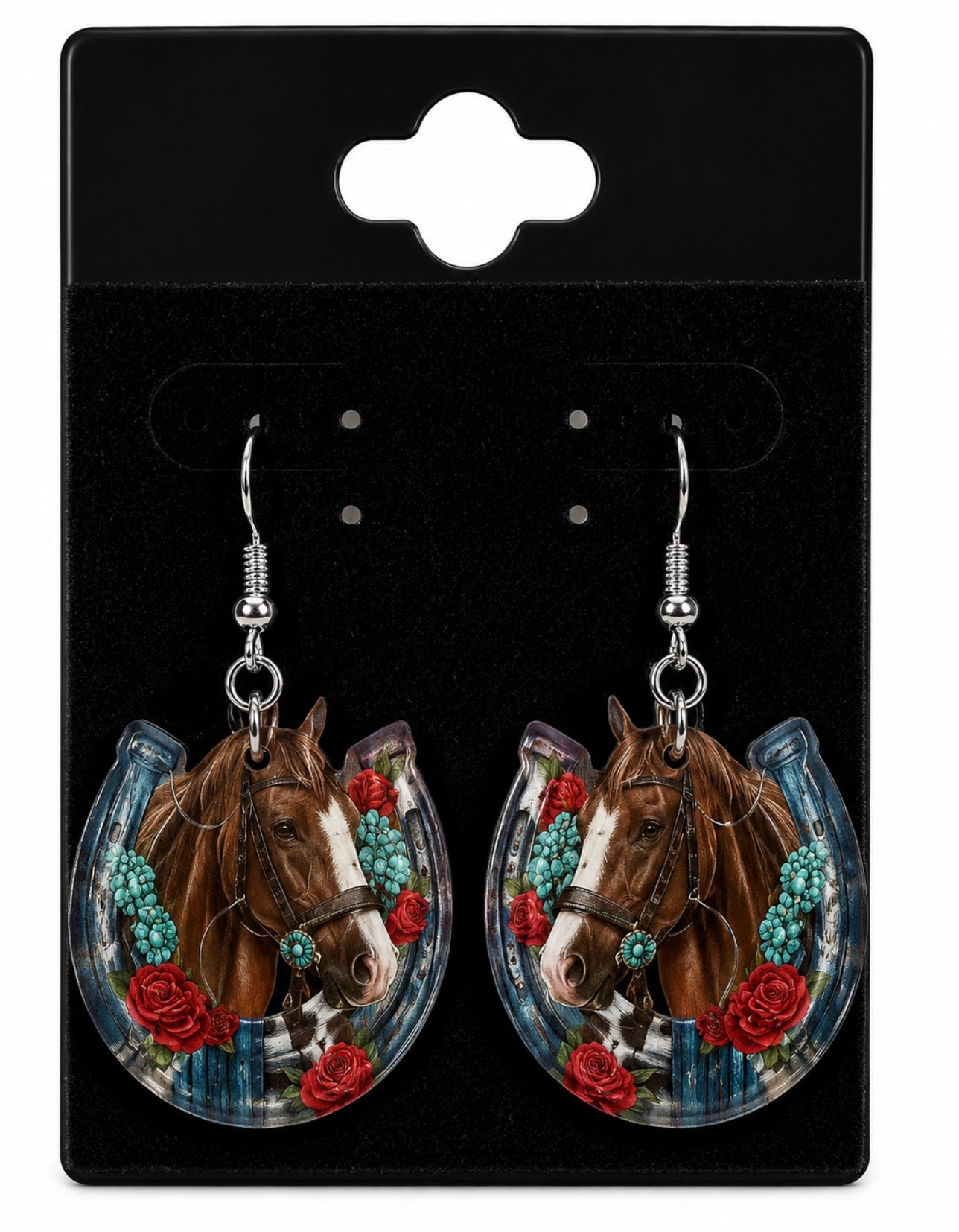 Horse Shoe Earrings Blue