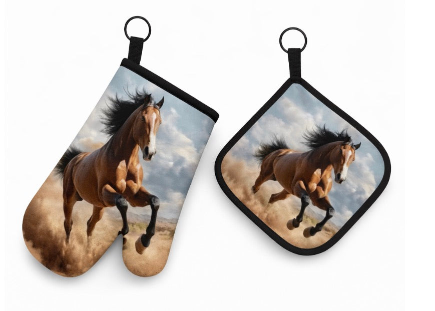 Horses Running Potholders