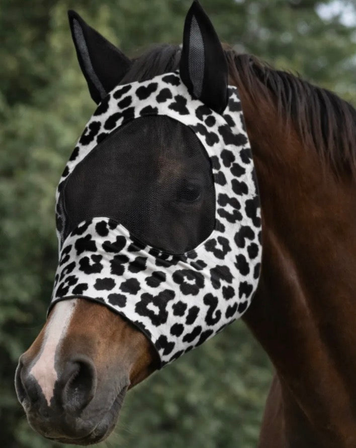 Black & White Leopard Fly Mask