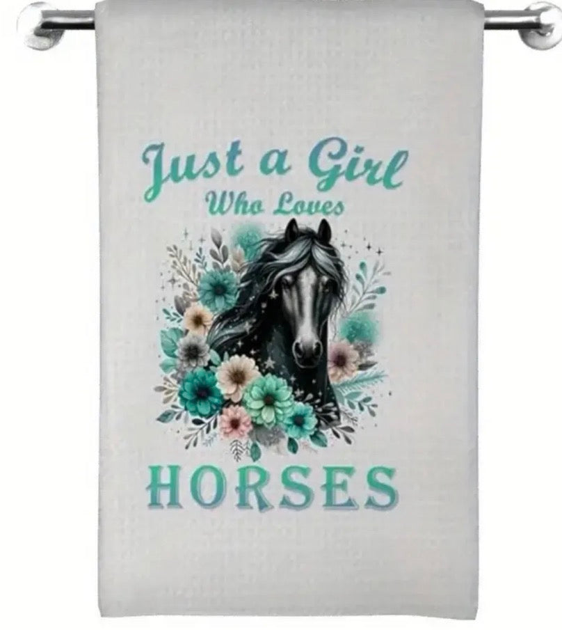 Floral Horse Kitchen Towel