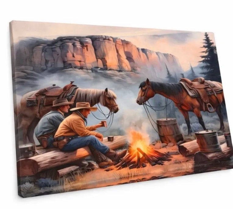 Horses And Fire Canvas Print