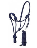 Knotted rope halter w 12 foot lead Navy
