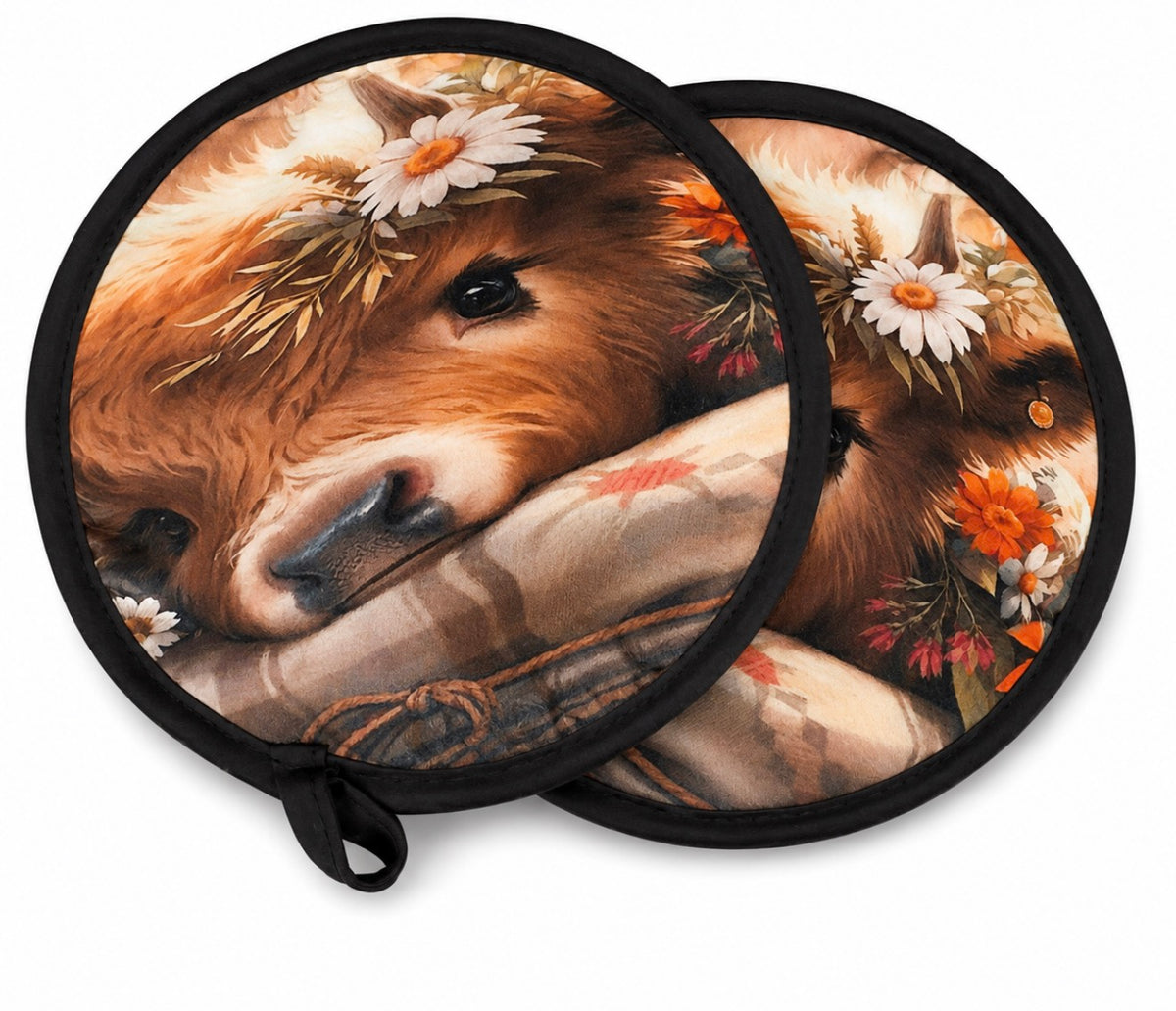 Flower cow potholders