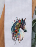Bay horse floral kitchen towel