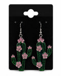 Cactus Green Pink Earrings
