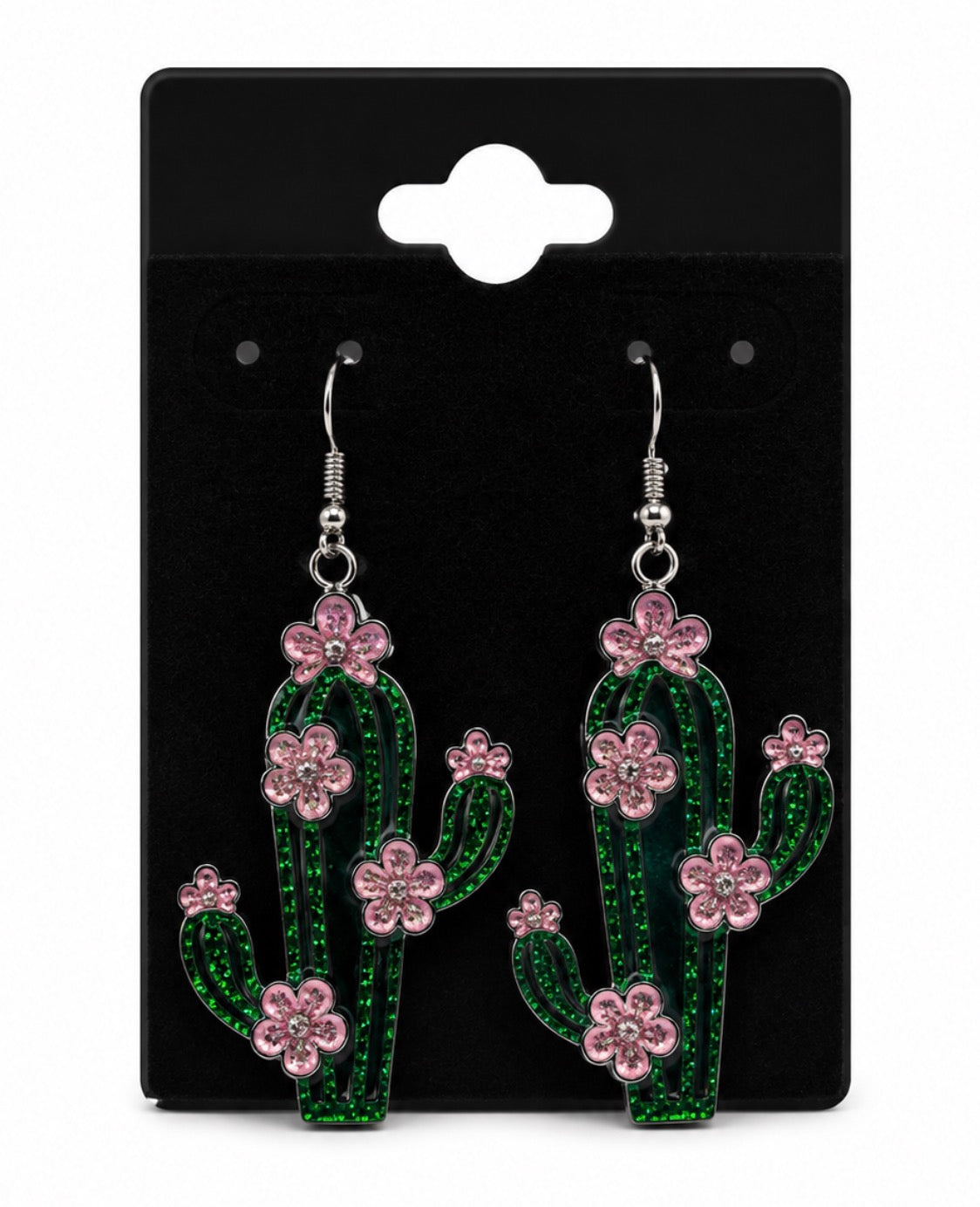 Cactus Green Pink Earrings