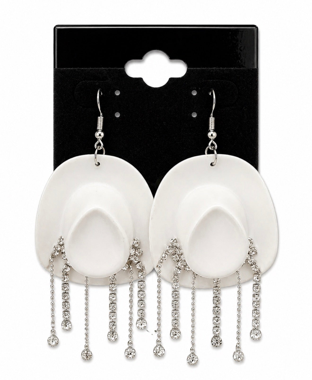 White Hat Earrings