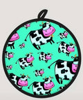 Teal Cow Potholders