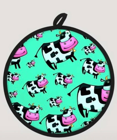 Teal Cow Potholders