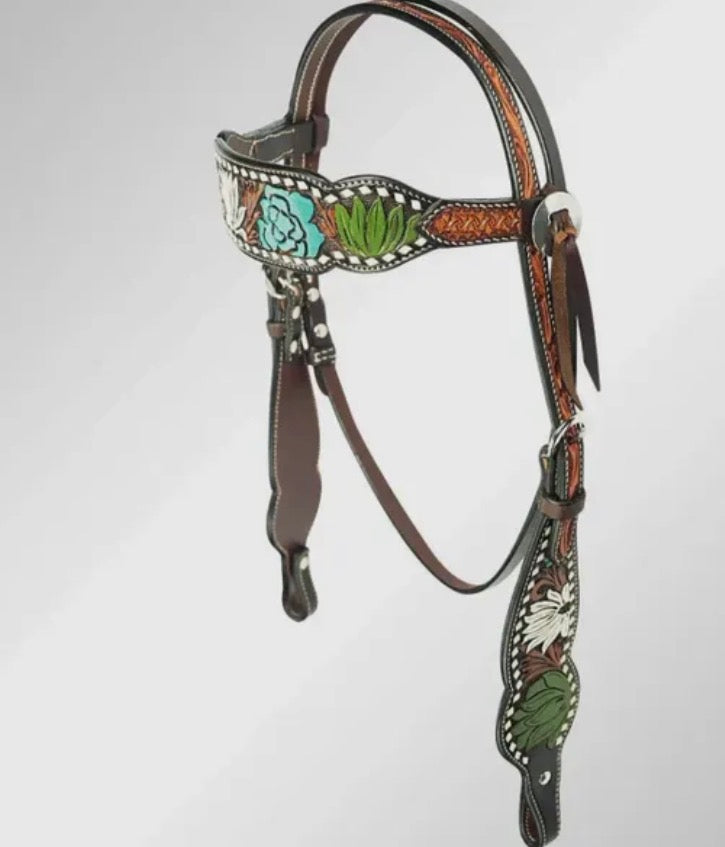 Handcrafted Cactus Western Headstall