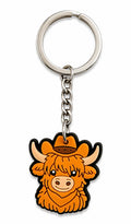 Orange Highland Cow Keychain