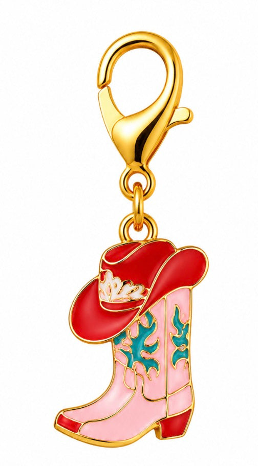Pink Red Hat Clip Keychain
