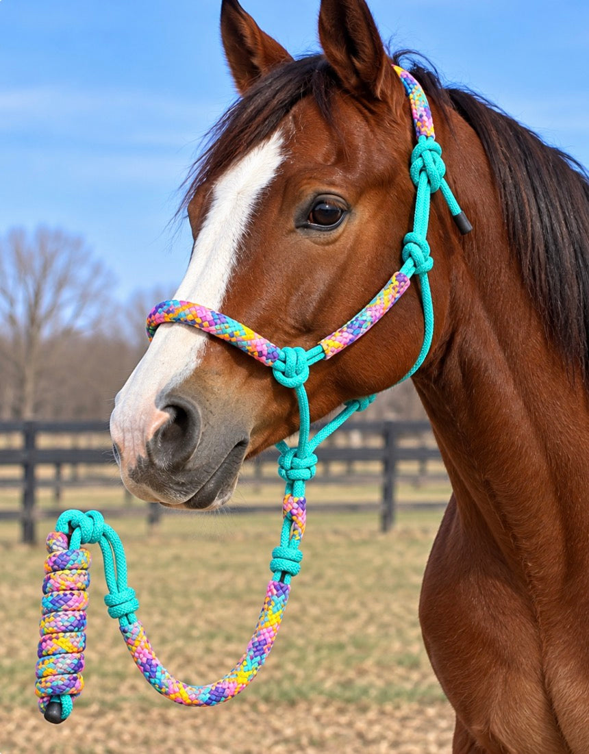 Teal Rope Halter Lead