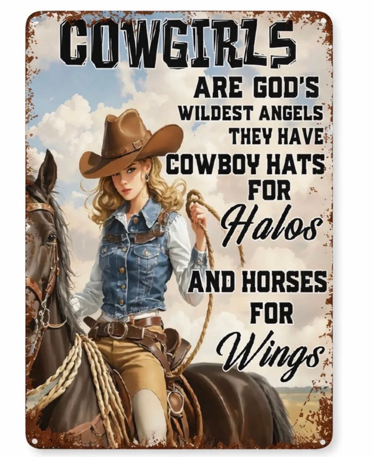 Cowgirls Metal Sign