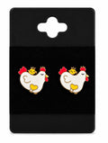 White Chicken Earrings