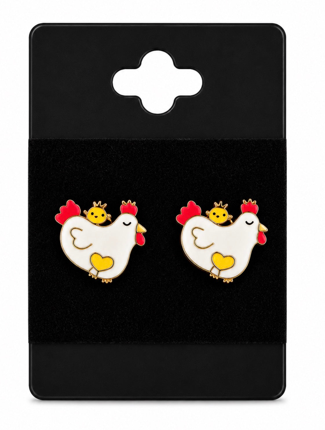 White Chicken Earrings