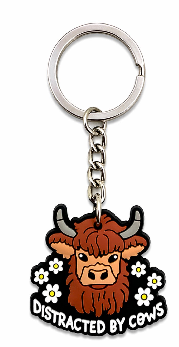 Distracted By Cows Keychain