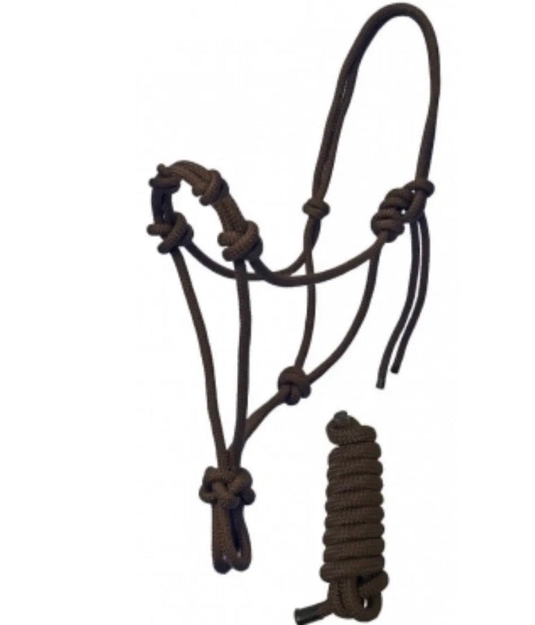 Brown Rope Halter With 12 Foot Lead