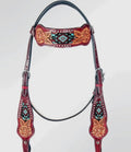 Burgundy Aztec Western Headstall