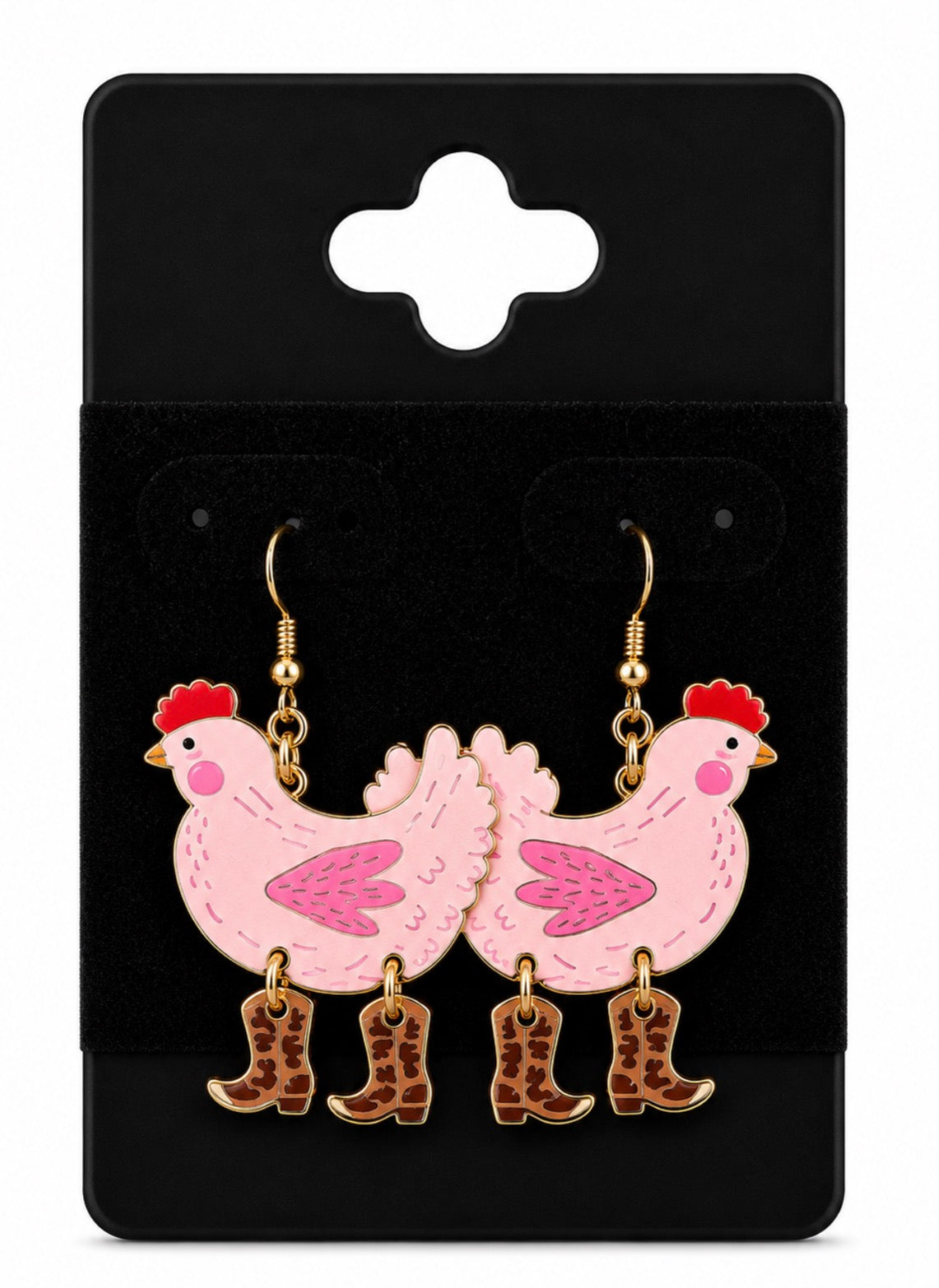 Pink Chicken Earrings