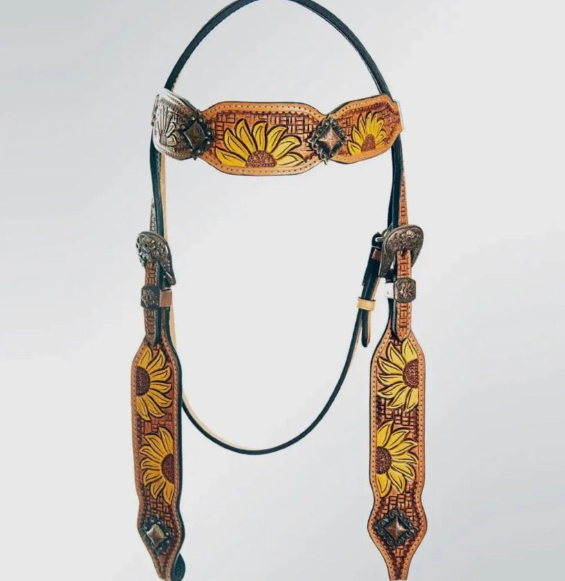 Sunflower Western Headstall