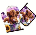 Purple Highland Cow Potholders