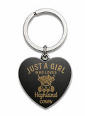 Girl Loves Highland Cows Keychain