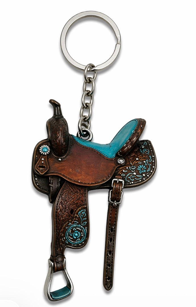 Teal Saddle Keychain